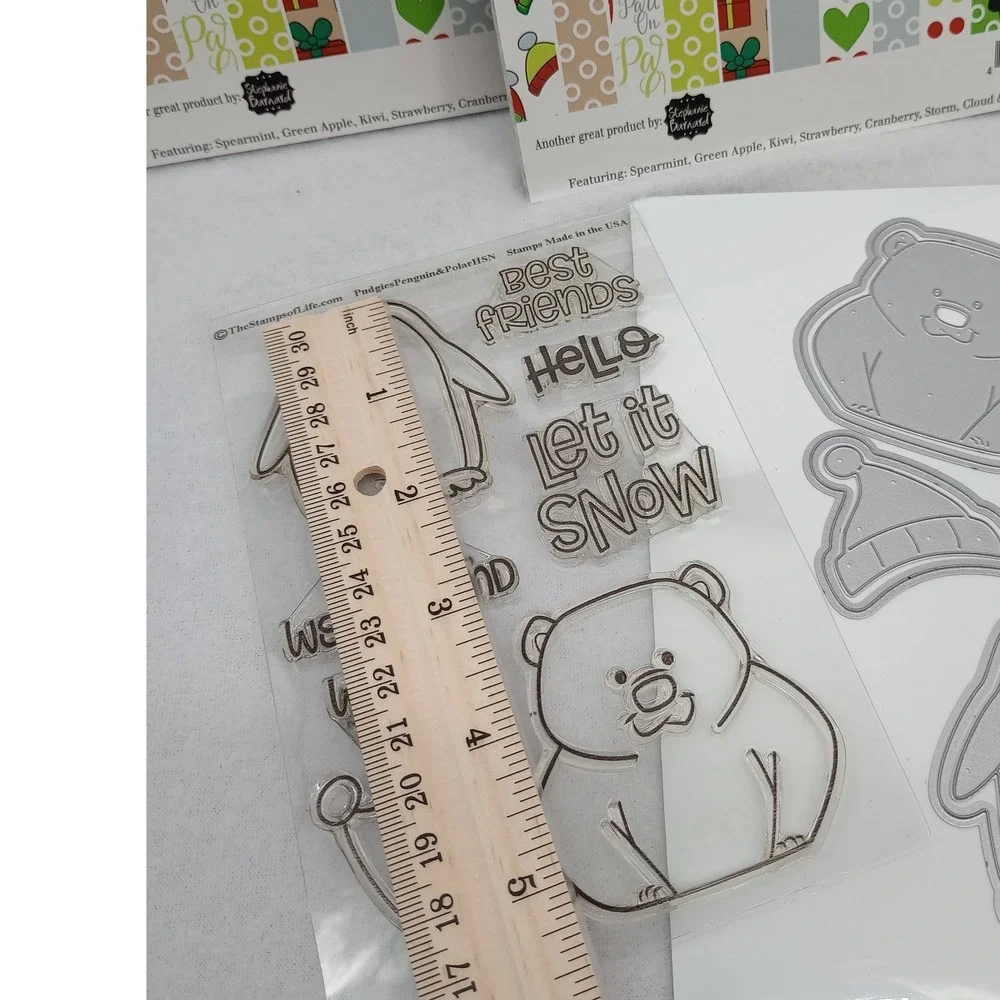 Stamps of Life Pudgies Penguins Polar Bears HSN Dies and Stamps and Paper Pads